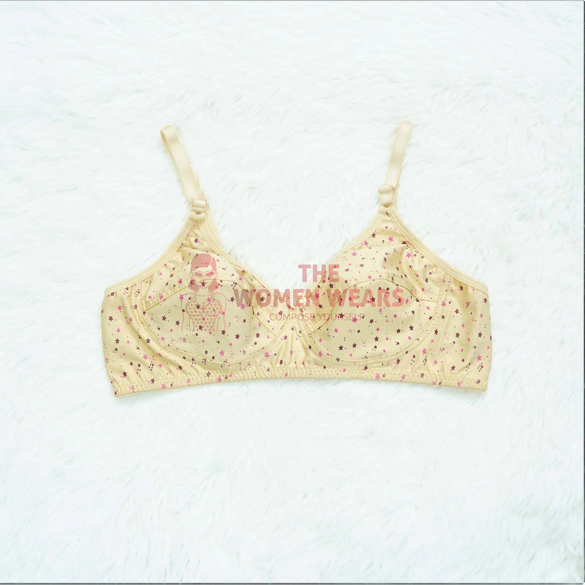 The women wears Cotton Bra Set