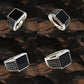 Italian Men’s Stainless Steel Ring with black stone