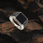 Italian Men’s Stainless Steel Ring with black stone