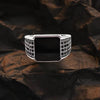 Italian Men’s Stainless Steel Ring with black stone