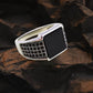 Italian Men’s Stainless Steel Ring with black stone