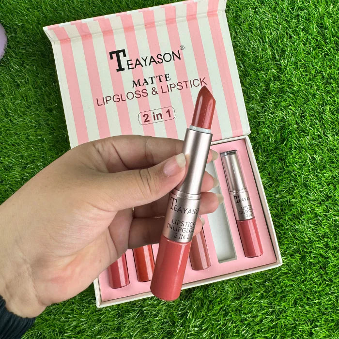 TEAYASON Pack of 6 Matte 2in1 Lip Gloss & Lipstick Set (NUDE)