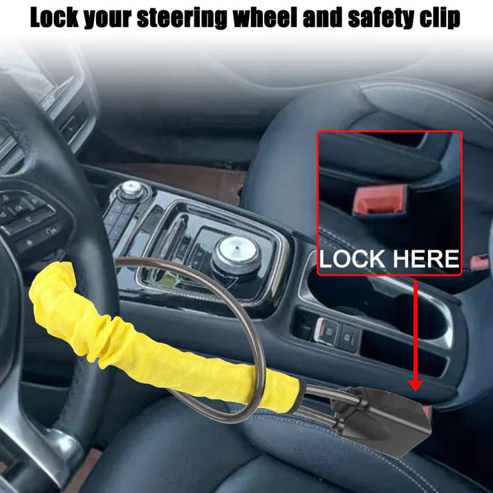 Car Seat Belt Steering Wheel Anti-Theft Locking Device