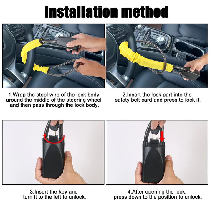 Car Seat Belt Steering Wheel Anti-Theft Locking Device