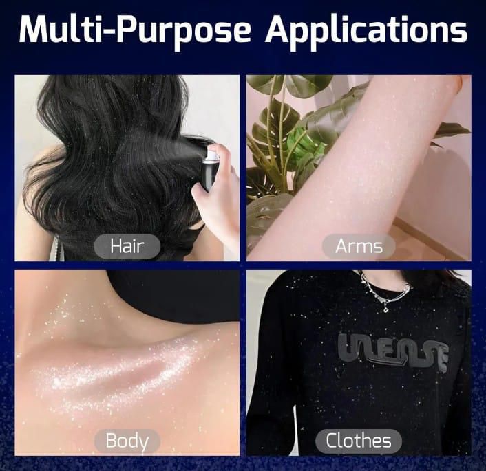 🌟 Shiny Glitter Spray, Body & Hair Glitter Spray