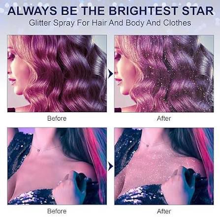 🌟 Shiny Glitter Spray, Body & Hair Glitter Spray